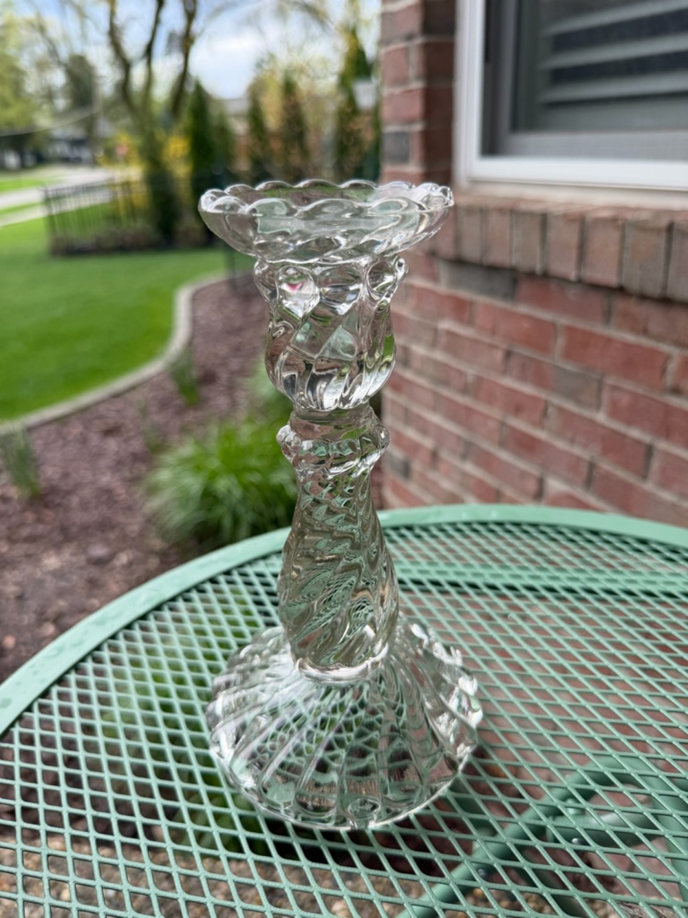 Vintage Fostoria Colony Candle Holder Clear Swirl